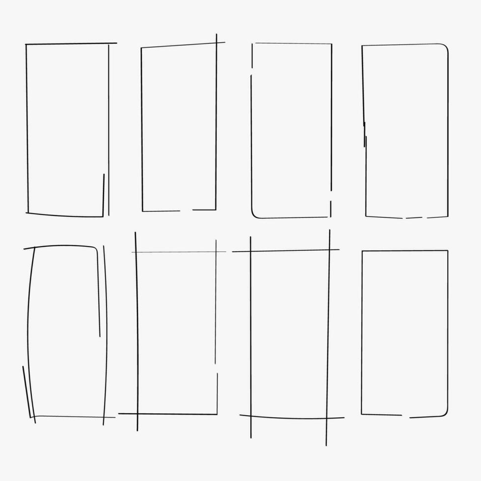 Grunge and hand drawn vertical rectangle frames vector