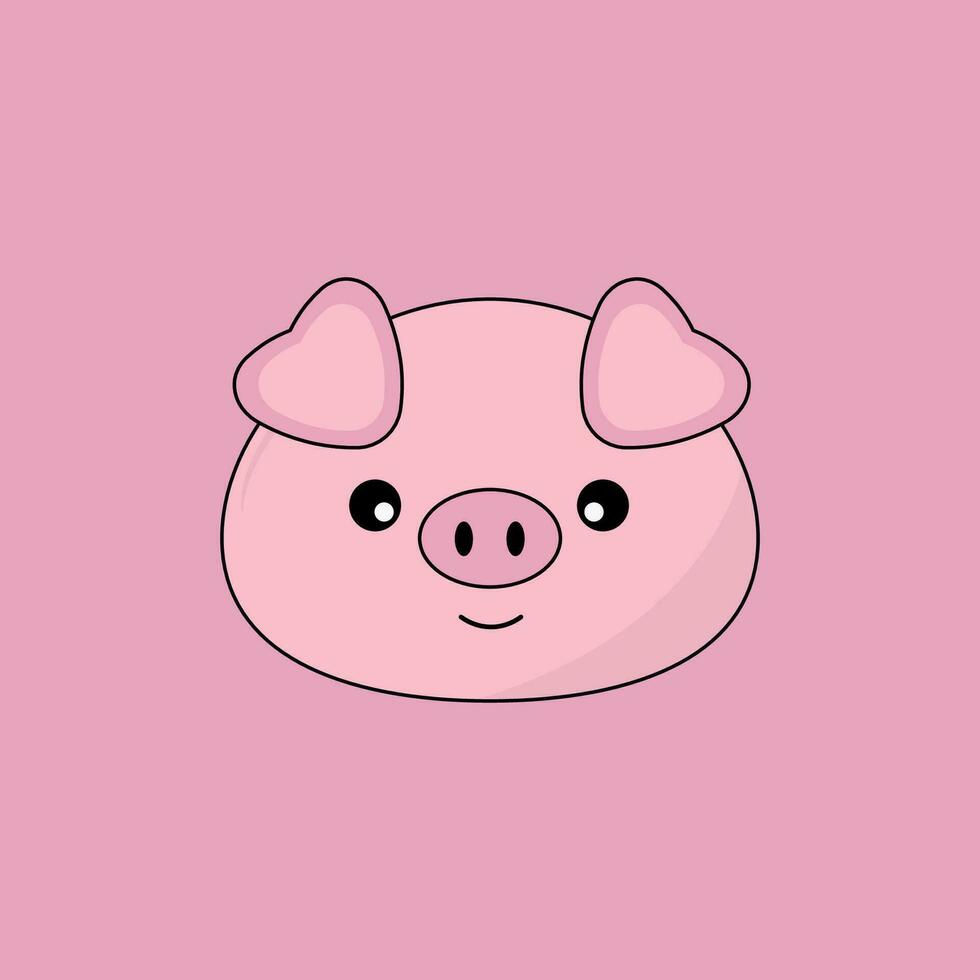 Vector illustration of cute pig