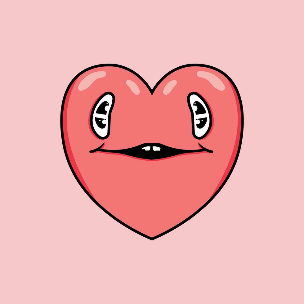 Vector heart smiling showing teeth