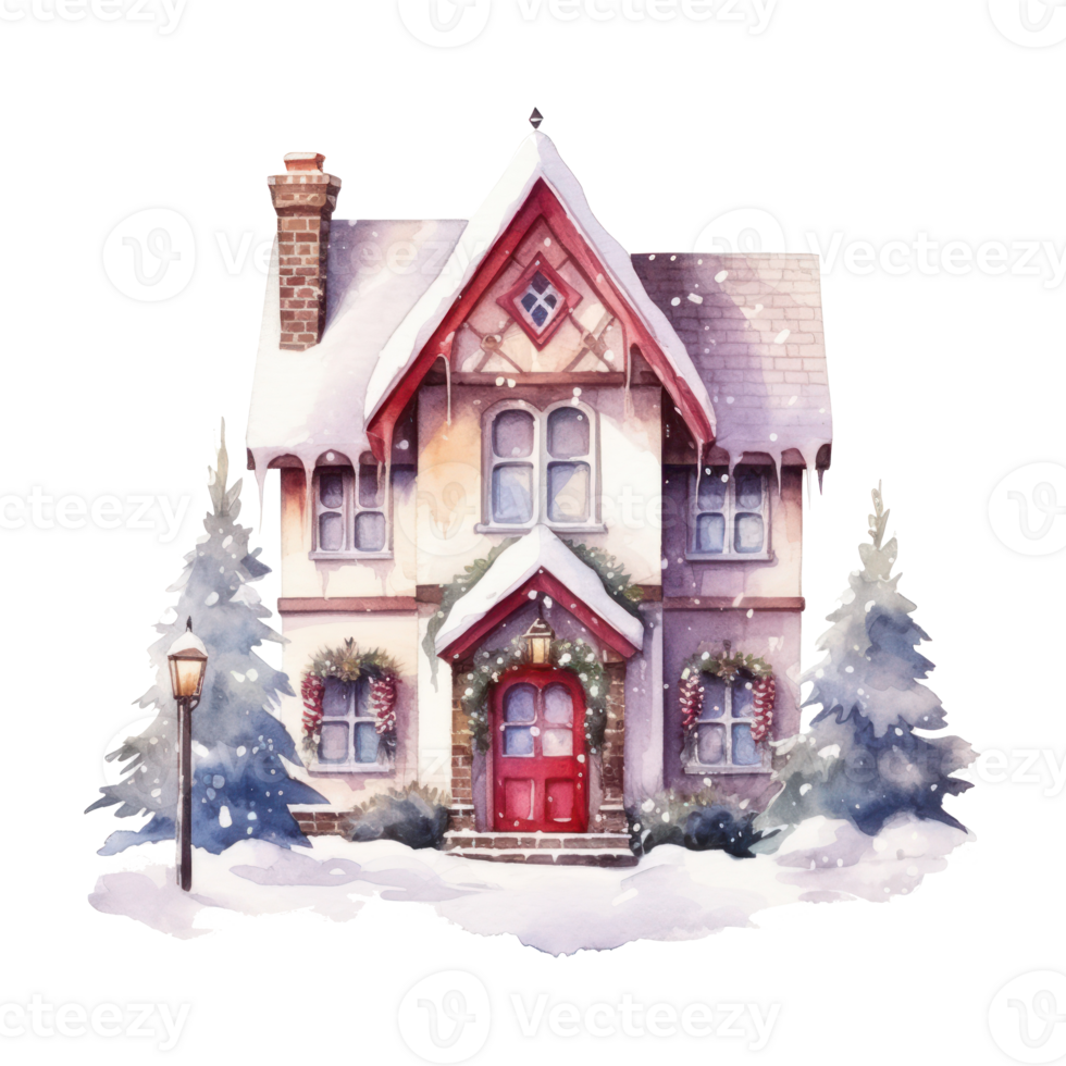 waterverf schattig Kerstmis huis geïsoleerd png