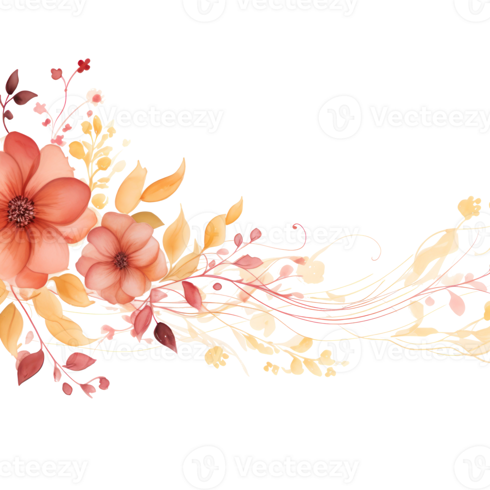 waterverf bloemen patroon grens geïsoleerd png