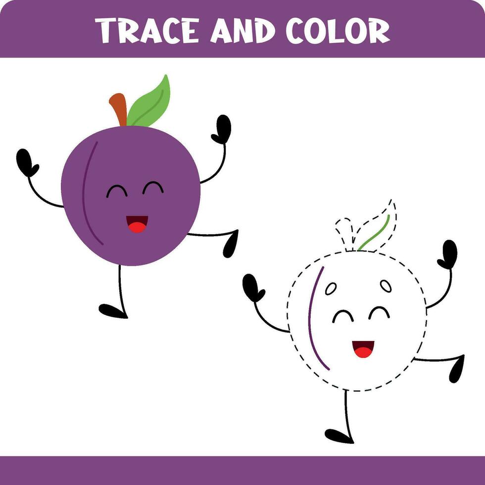 Trace and color plum vector