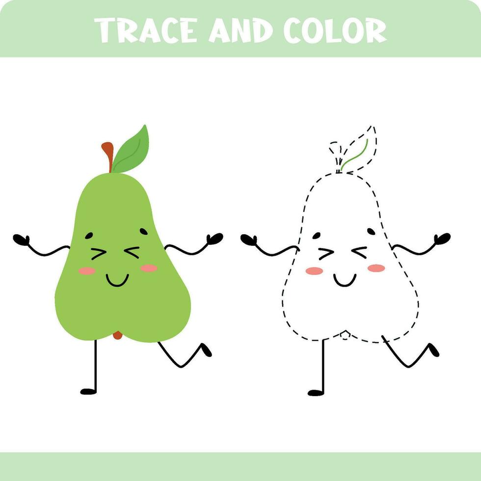 Trace and color pear vector