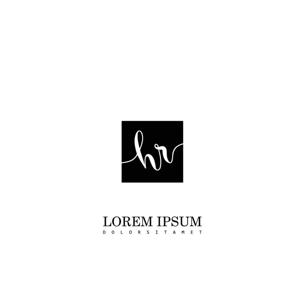 HR Initial Handwriting In Square Frame Template Design vector