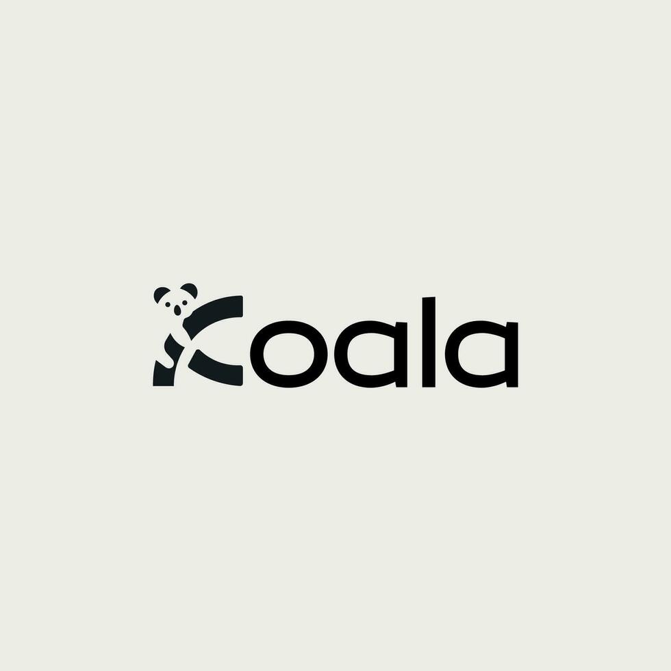 Vector koala minimal text logo design
