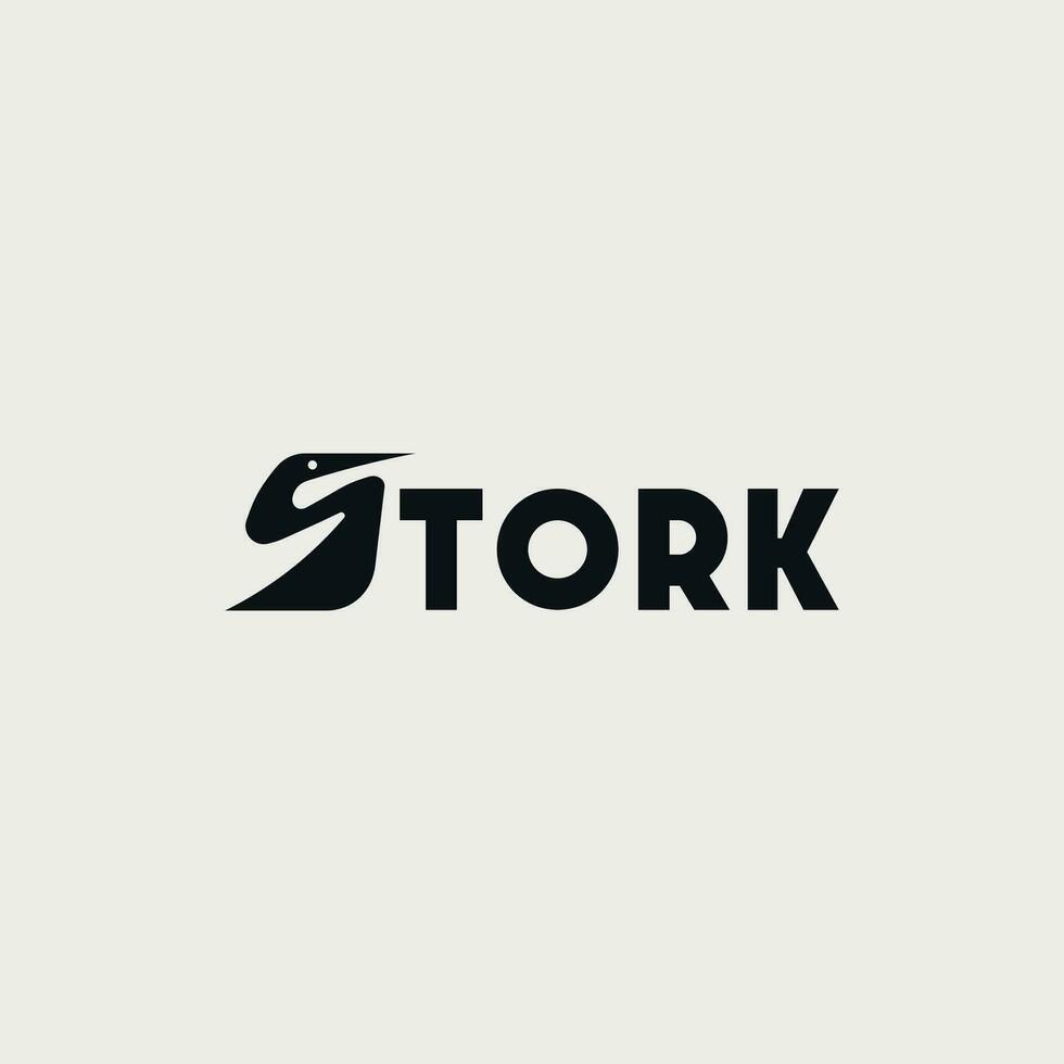 Vector stork minimal text logo design