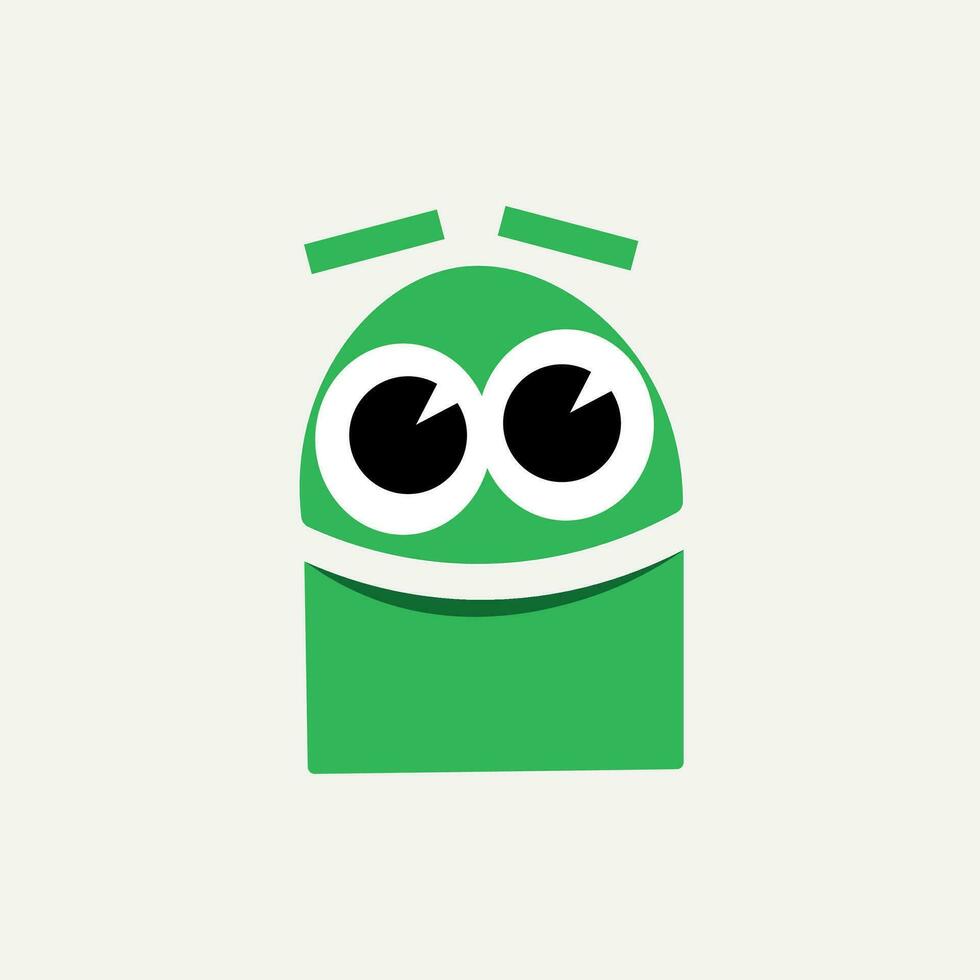 Vector green doodle flat trendy cartoon element collection