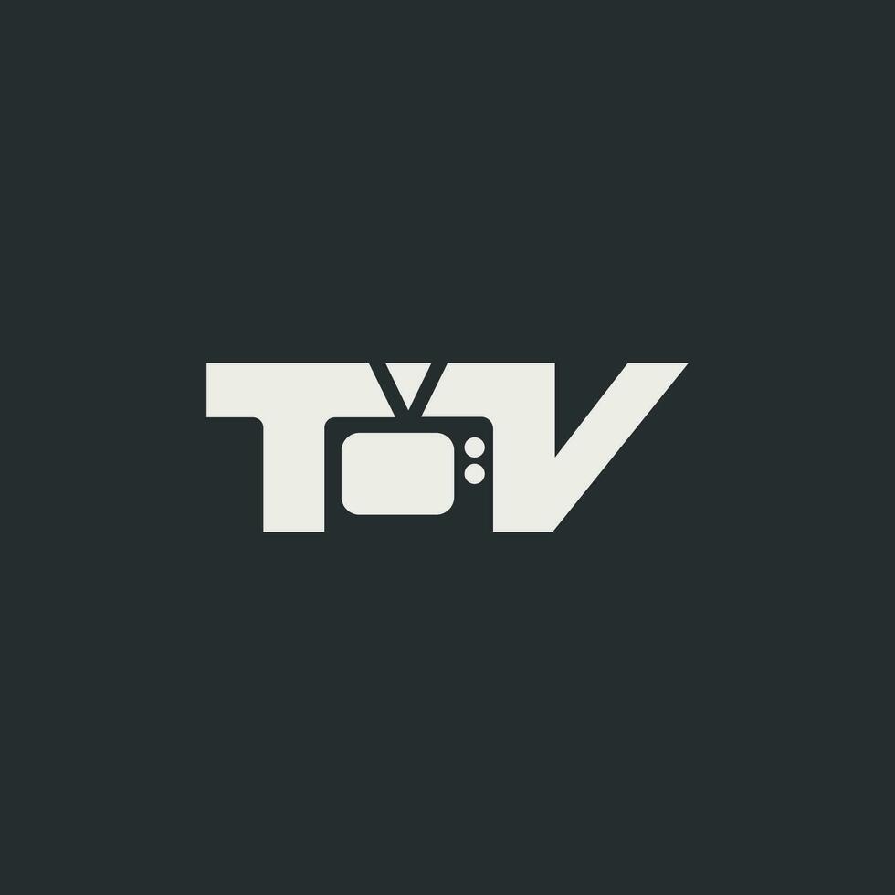 vector televisión mínimo texto logo diseño