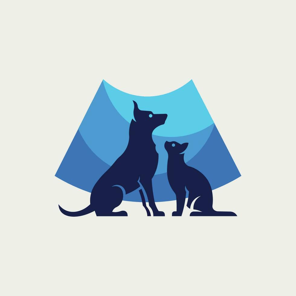 Vector illustration of cute cat and dog