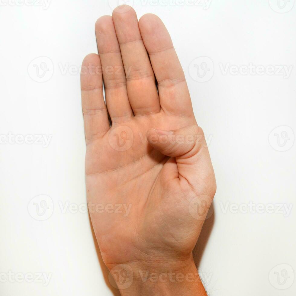 Letter B in American Sign Language ASL for deaf people photo