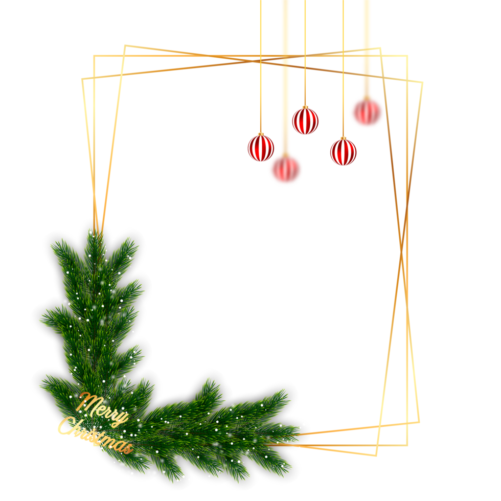christmas corner  decoration with christmas ball,pine branch and snow flex png