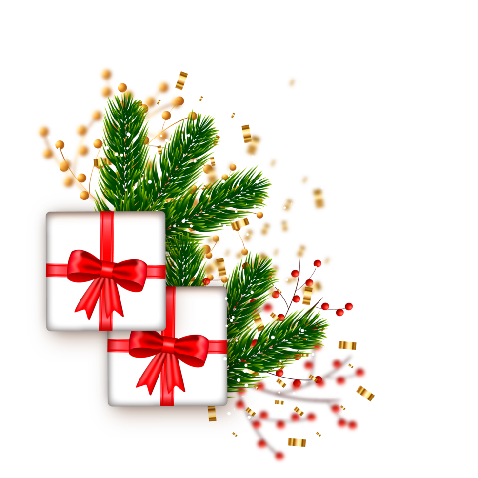 christmas corner  decoration with christmas ball,pine branch and snow flex png