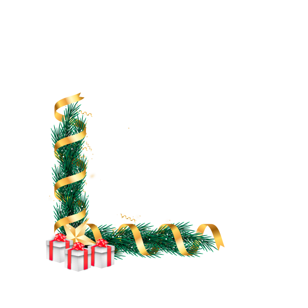 christmas corner  decoration with christmas ball,pine branch and snow flex png
