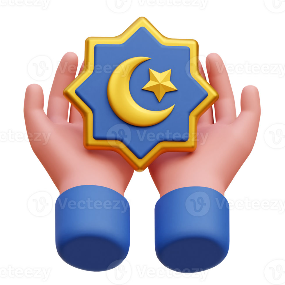 3d Hand With Crescent Moon png