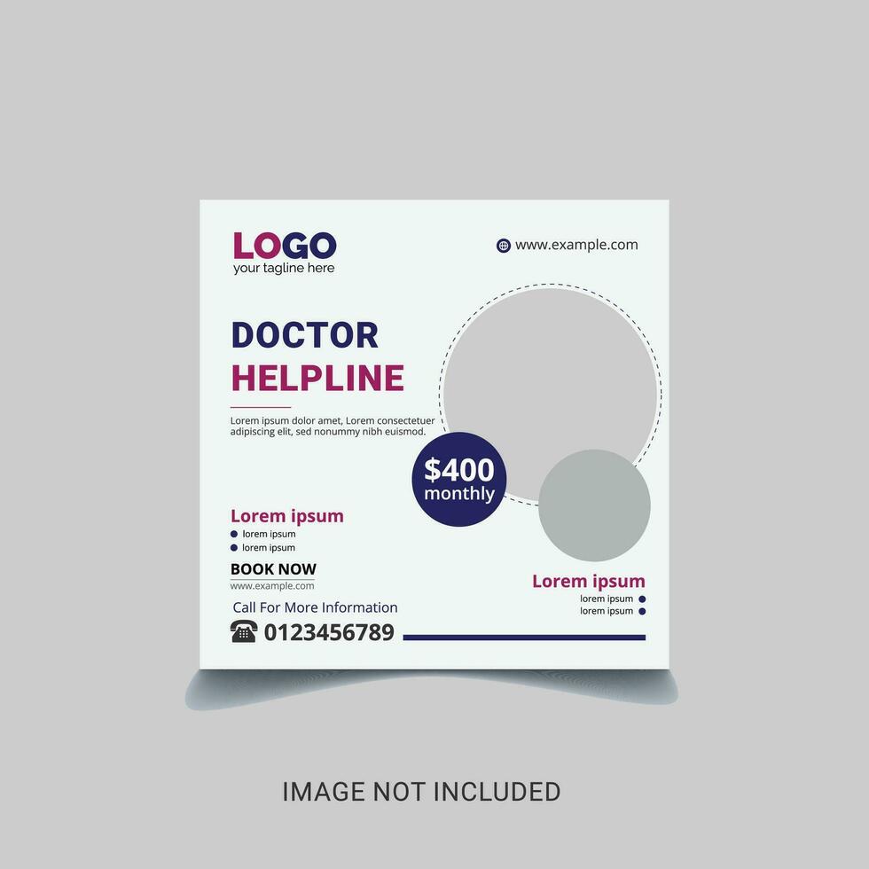 Doctor Hospital Creative Social Media Design Template for digital marketing vector