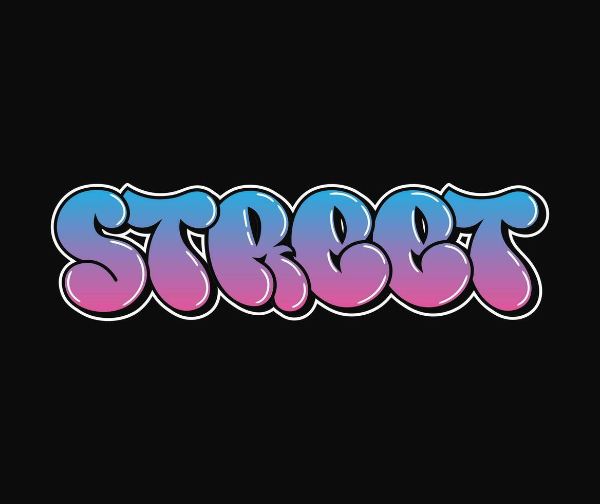 Street - single word, letters graffiti style. Vector hand drawn logo. Funny cool trippy word Street, fashion, graffiti style print t-shirt, poster concept