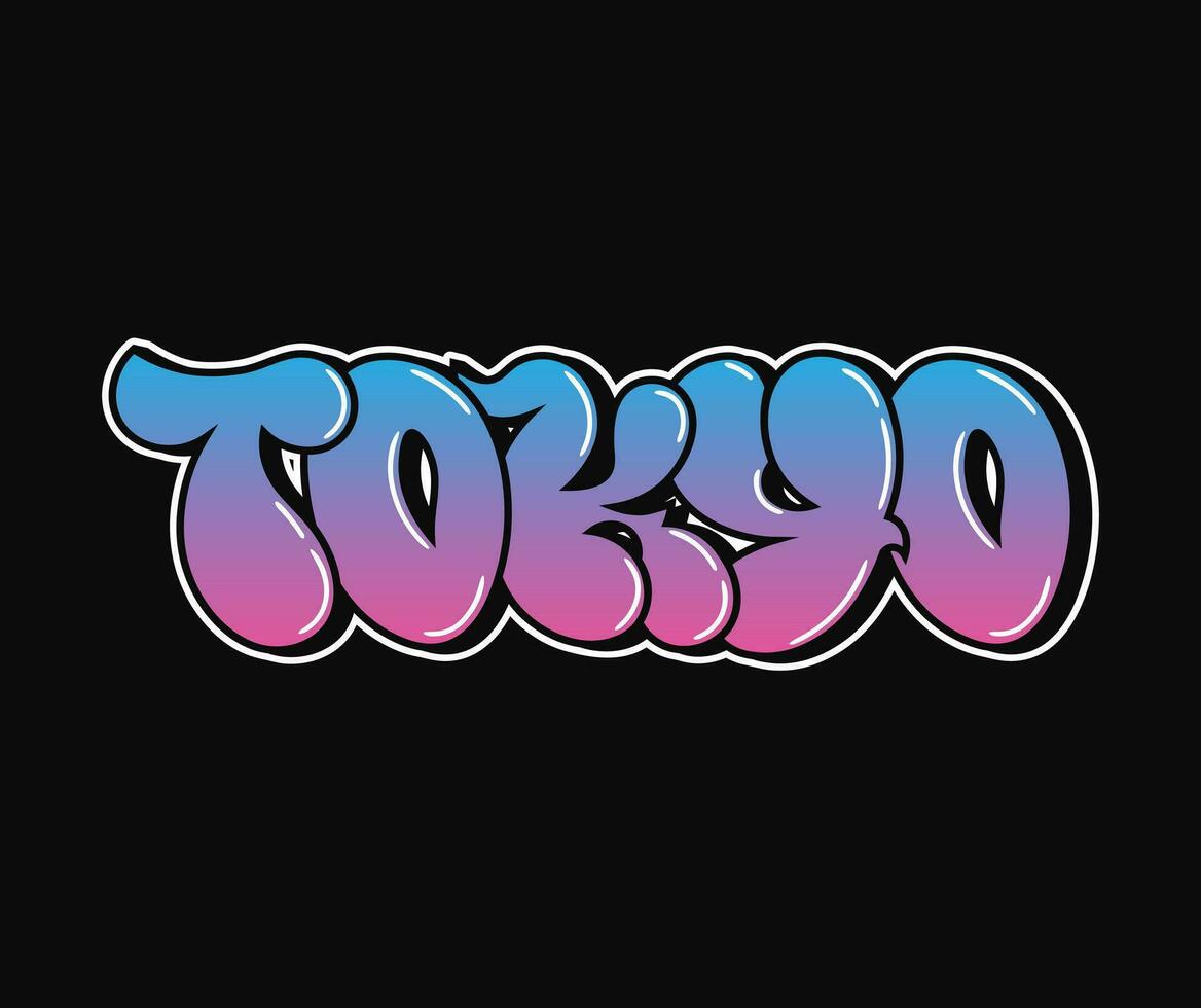 tokio - soltero palabra, letras pintada estilo. vector mano dibujado logo. gracioso frio trippy palabra tokio ciudad, moda, pintada estilo impresión camiseta, póster concepto