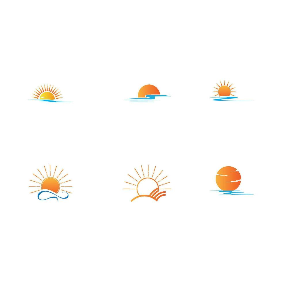 plantilla de logotipo de amanecer. ilustración vectorial icono plantilla de logotipo sol sobre el horizonte vector