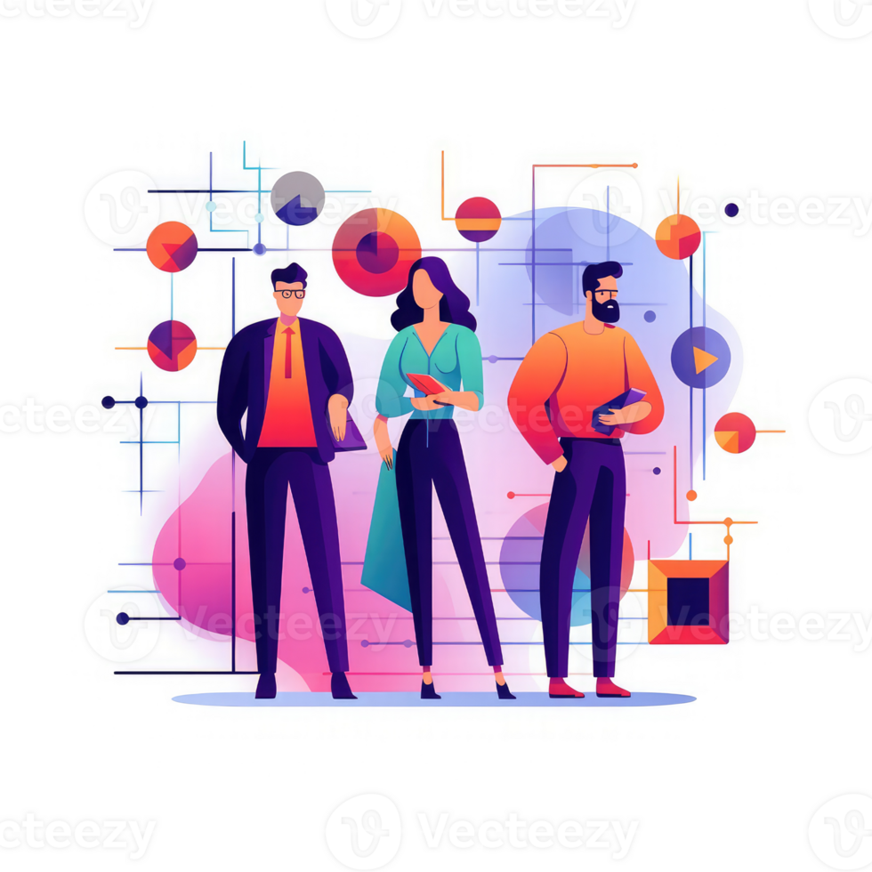 business team working in coordination for data analytics . AI Generated png