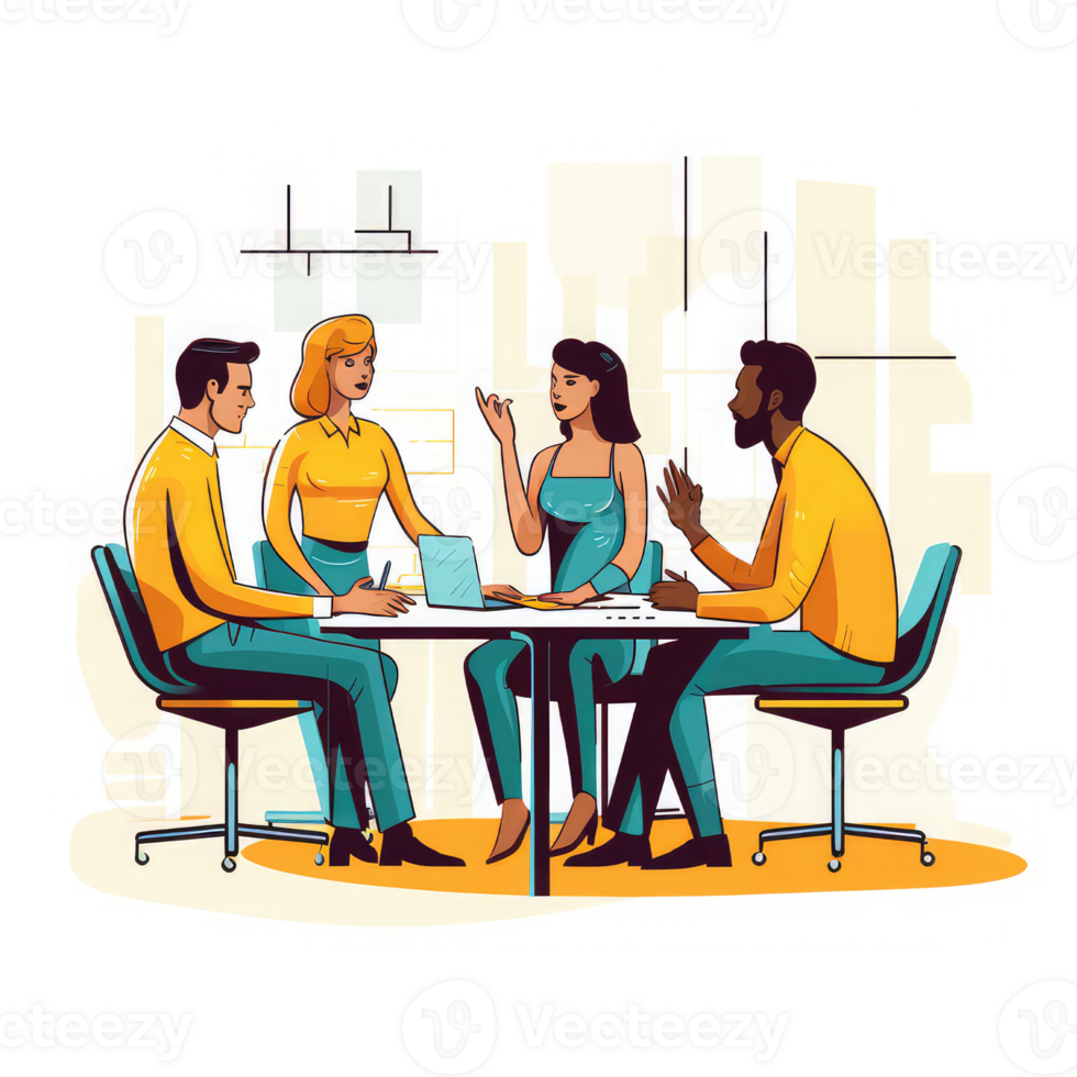 Team talking business and listening in the office . AI Generated png