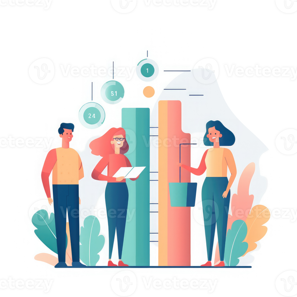 business team working on data statistics . AI Generated png