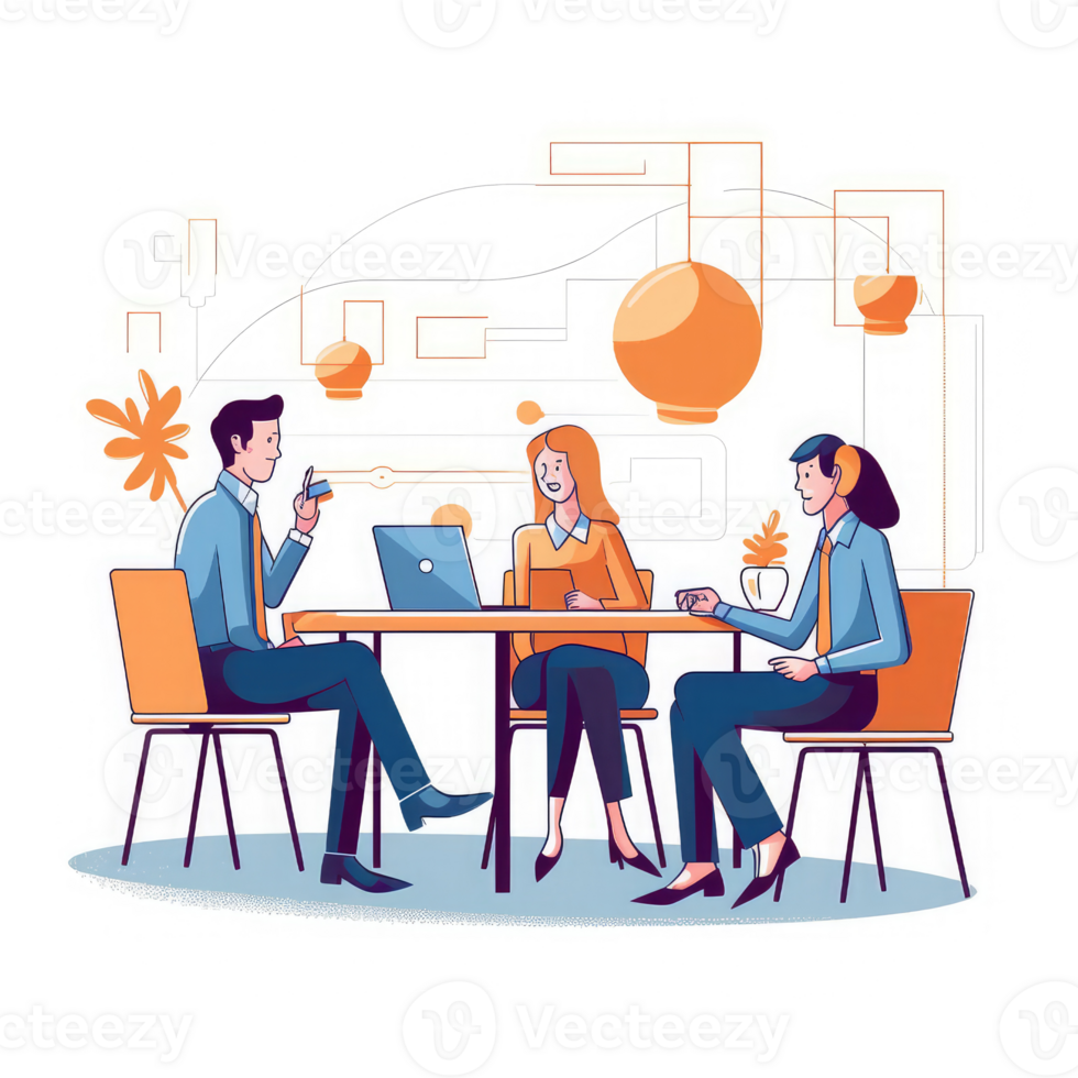 Team talking business and listening in the office . AI Generated png