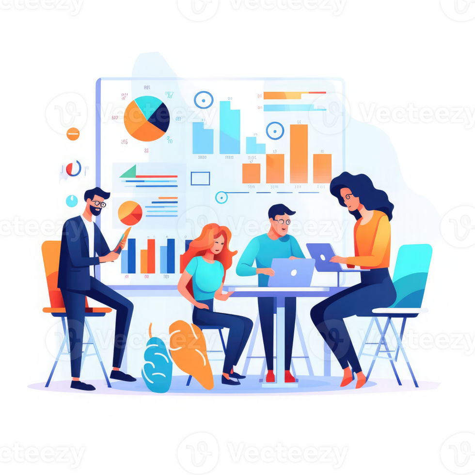 business team working on data statistics . AI Generated png