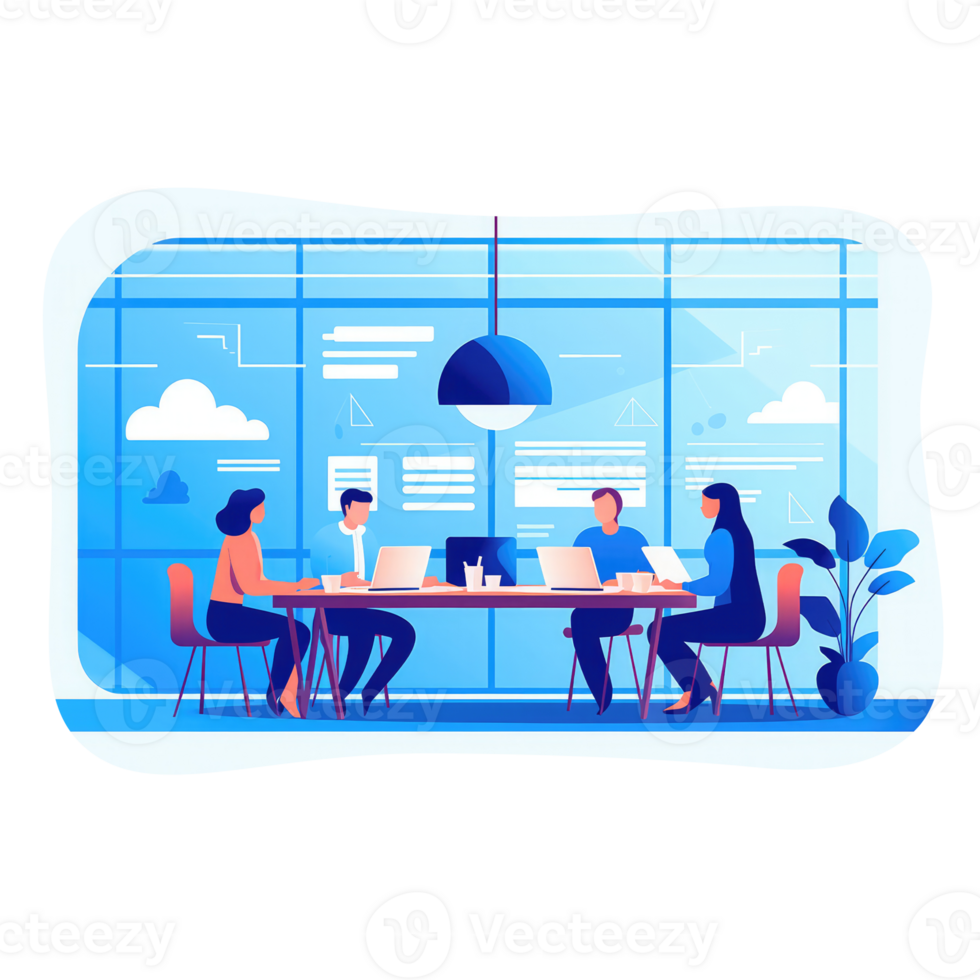 business team having a meeting in a modern office . AI Generated png