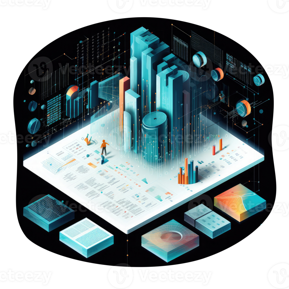 Data analysis and information processing . AI Generated png