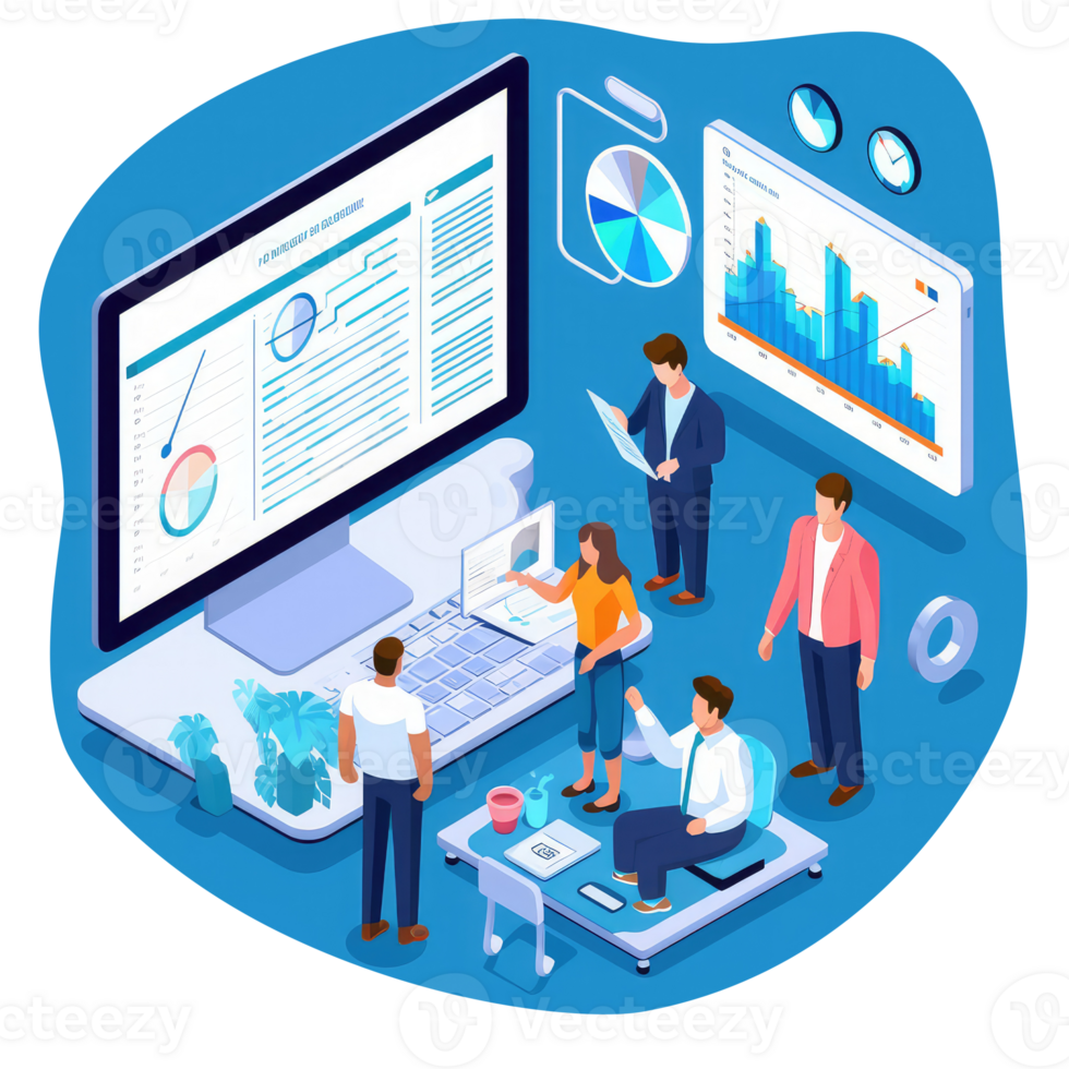 people showing analysis on computer screen . AI Generated png