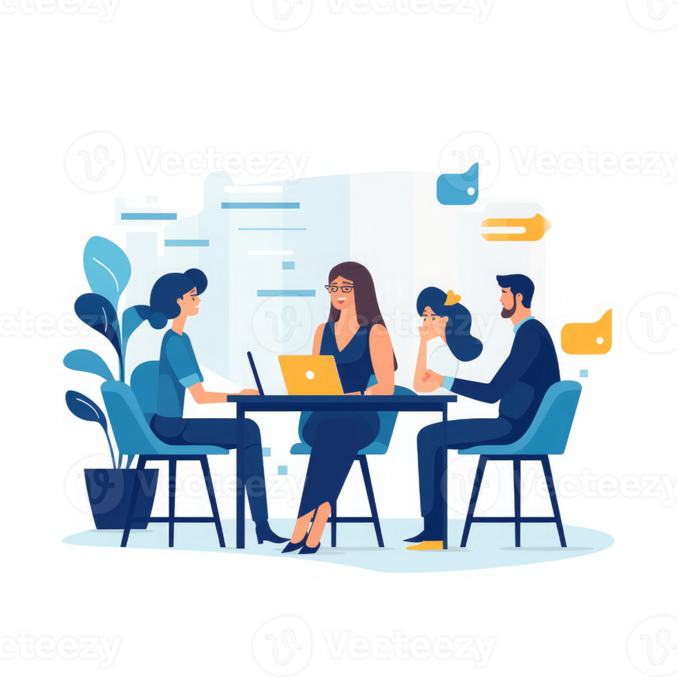 Team talking business and listening in the office . AI Generated png