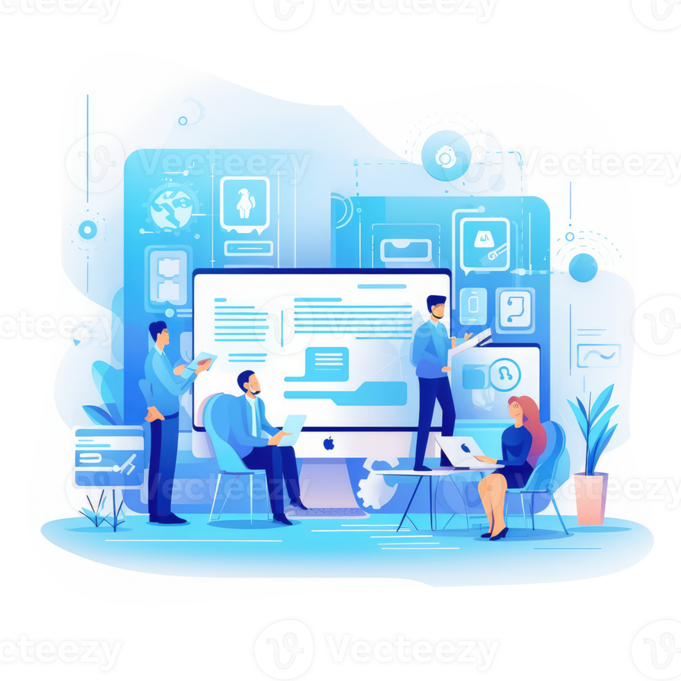 people looking at internet marketing . AI Generated png
