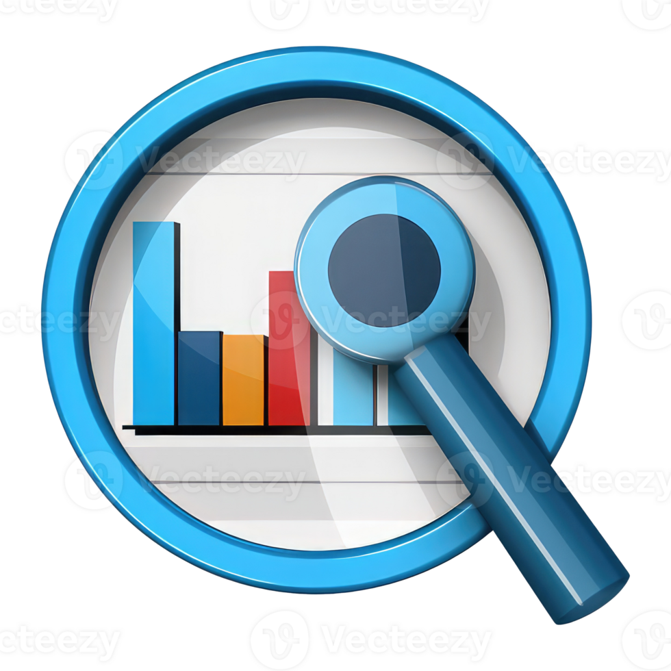 Analytics reports - Magnifier and report icons represent data analysis and reporting . AI Generated png