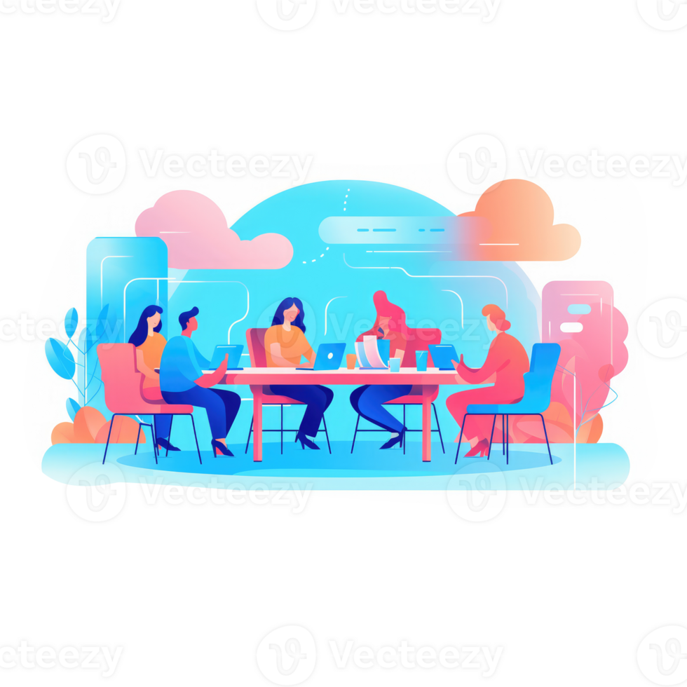 group of people working together in a conference room. AI Generated png