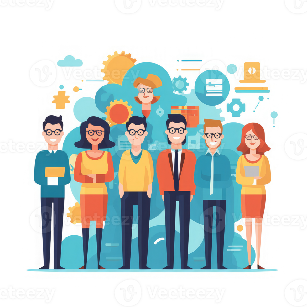 team of thinking people, focusing together to solve a business challenge . AI Generated png