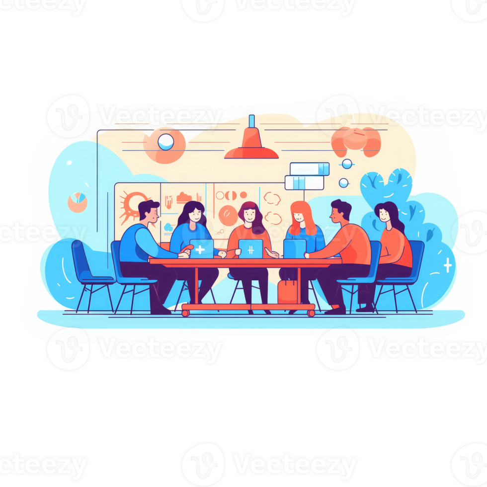 group of people working together in a conference room. AI Generated png