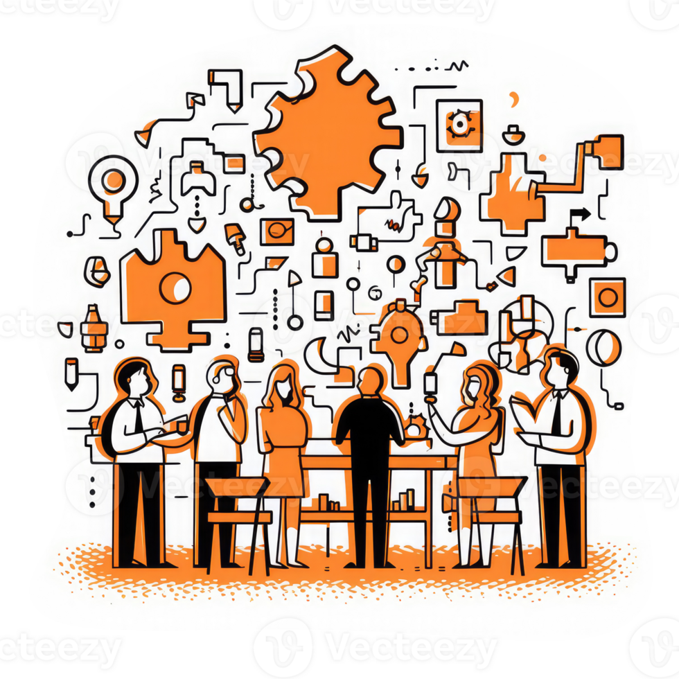 people putting puzzle pieces togethe . AI Generated png
