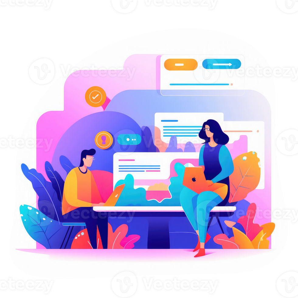 People join hands to optimize websites . AI Generated png