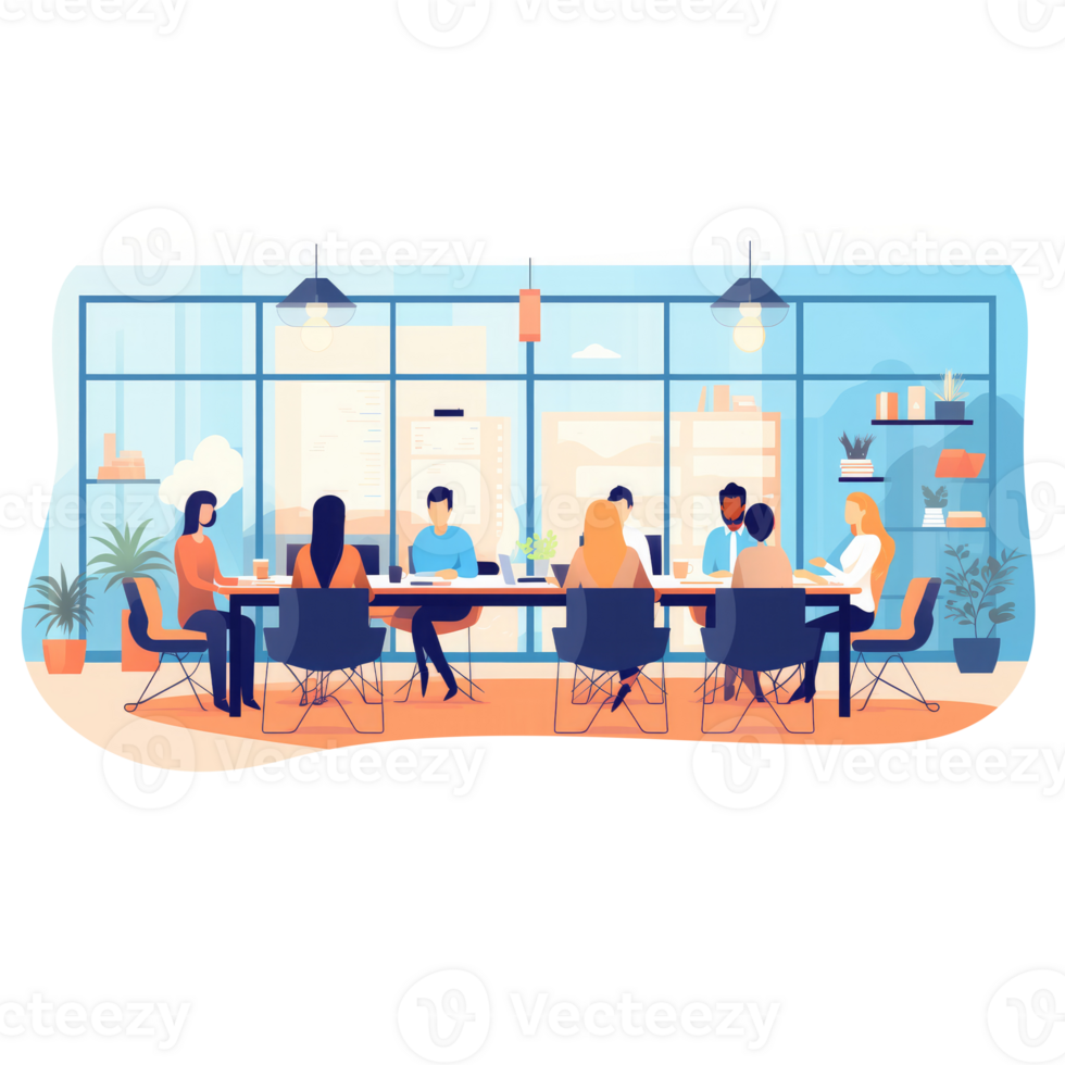 group of people working together in a conference room . AI Generated png
