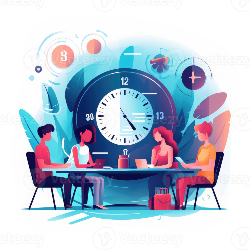 concept of effective meetings. With various groups of people working together at modern conference tables . AI Generated png