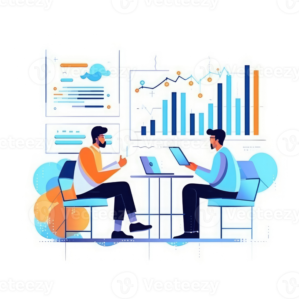 conversation programming data analysis whiteboard, chart, computer, smartphone . AI Generated png