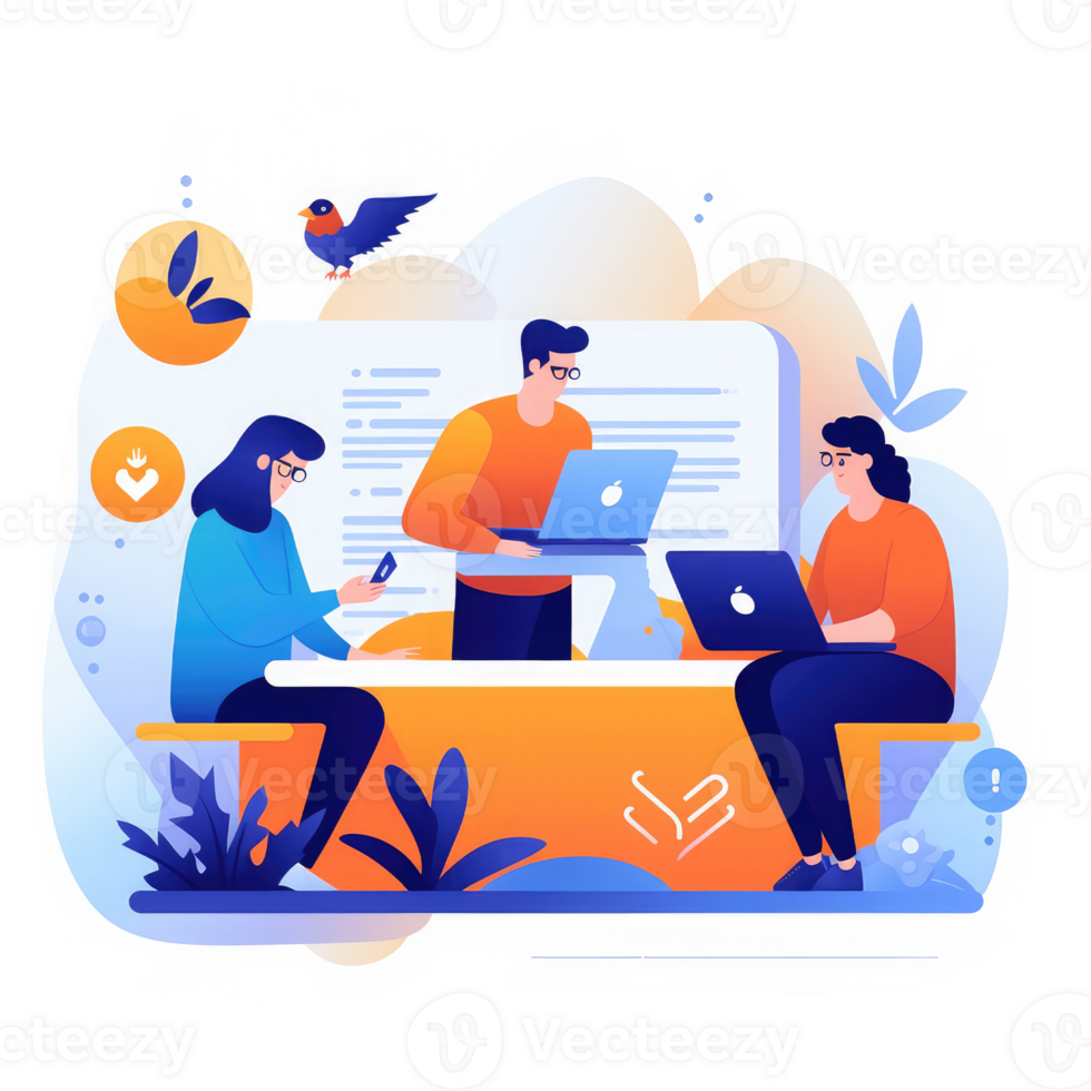 People join hands to optimize websites . AI Generated png