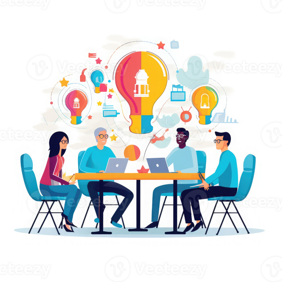 Business team discussing ideas for startup . AI Generated png