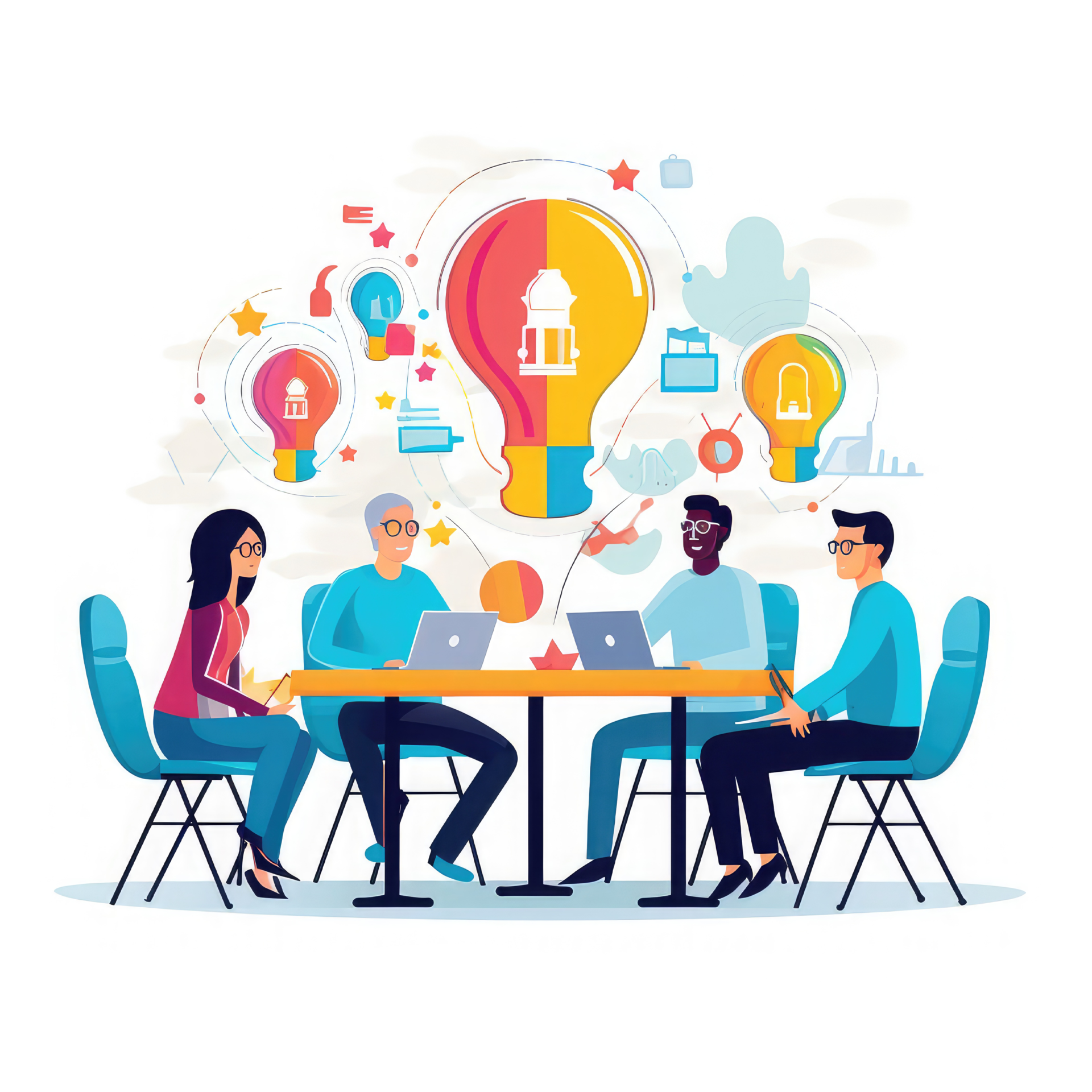 Business team discussing ideas for startup . AI Generated 27396326 PNG