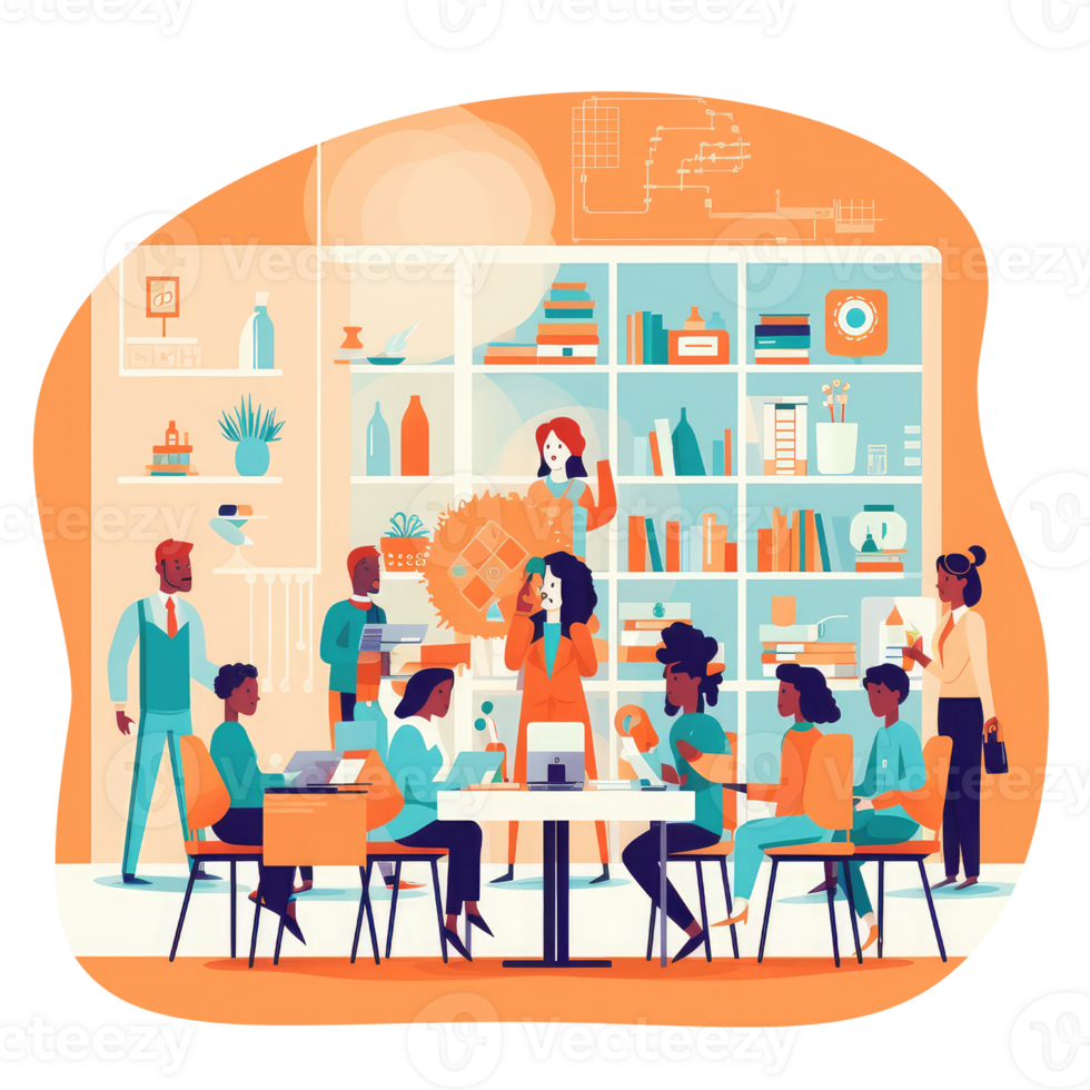 team of teachers gathered in the teacher's room. graphic design inspiration . AI Generated png