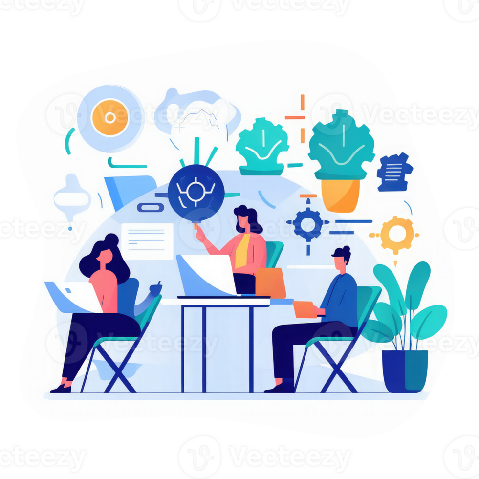 depict business concepts like teamwork, innovation, collaboration, or productivity . AI Generated png