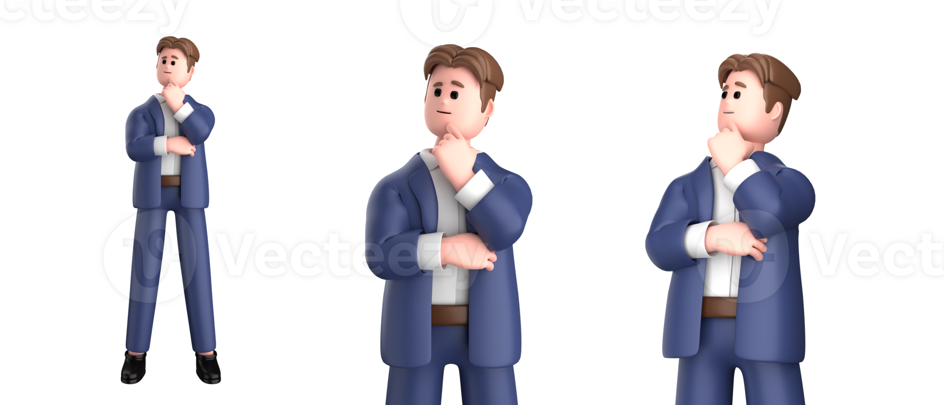 3d homem de negocios executivo pose vestindo terno em pé segurando uma computador portátil apontando publicidade isolado em branco fundo, 3d Renderização png