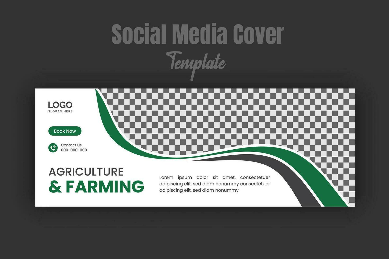 Agriculture and farming service social media cover or post and web banner design template with geometric green gradient color shapes vector