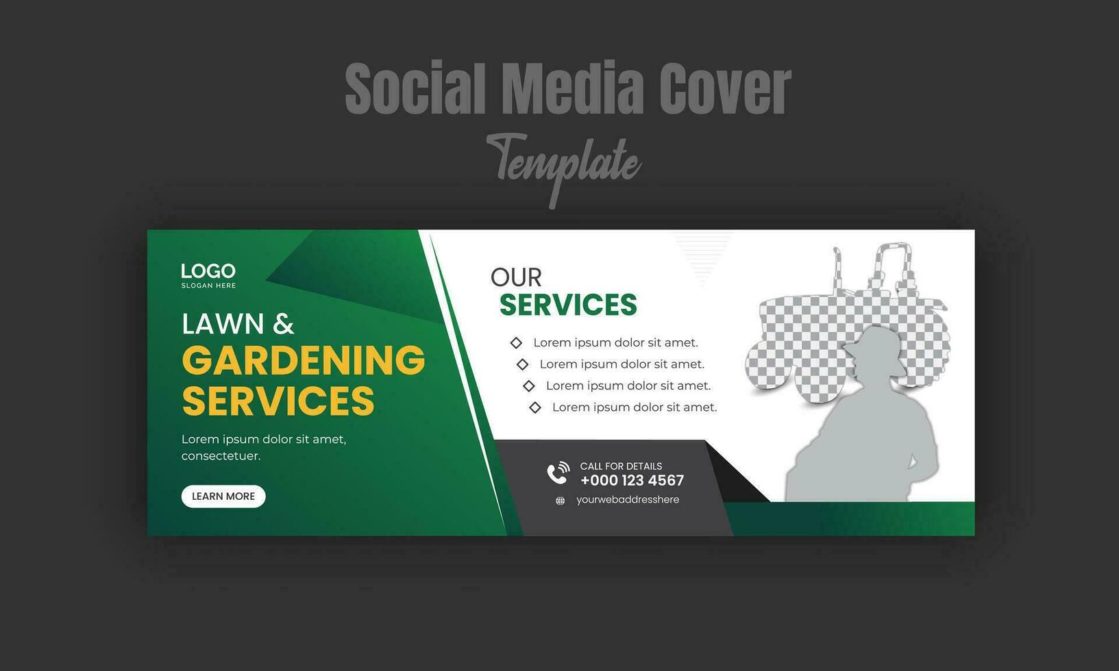 Agriculture and farming service social media cover or post and web banner design template with geometric green gradient color shapes vector