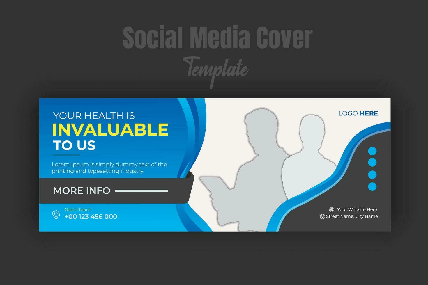 Healthcare and medical treatment social media or timeline cover or web banner design template for service promotion with abstract gradient color shapes vector